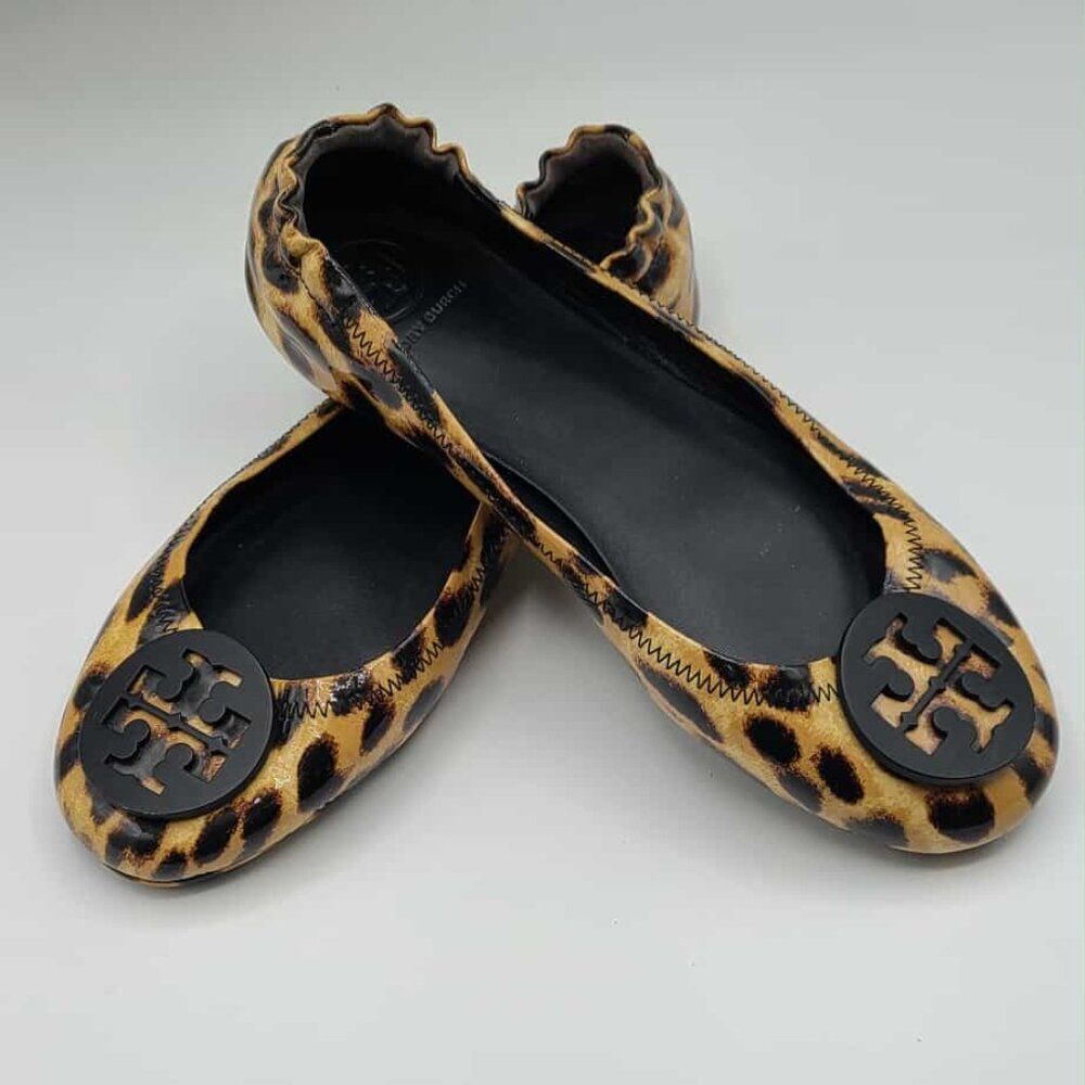 Tory Burch Minnie Leopard Patent Leather size 8
